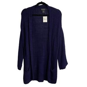 CENY Navy Open Front Knit Cardigan NWT